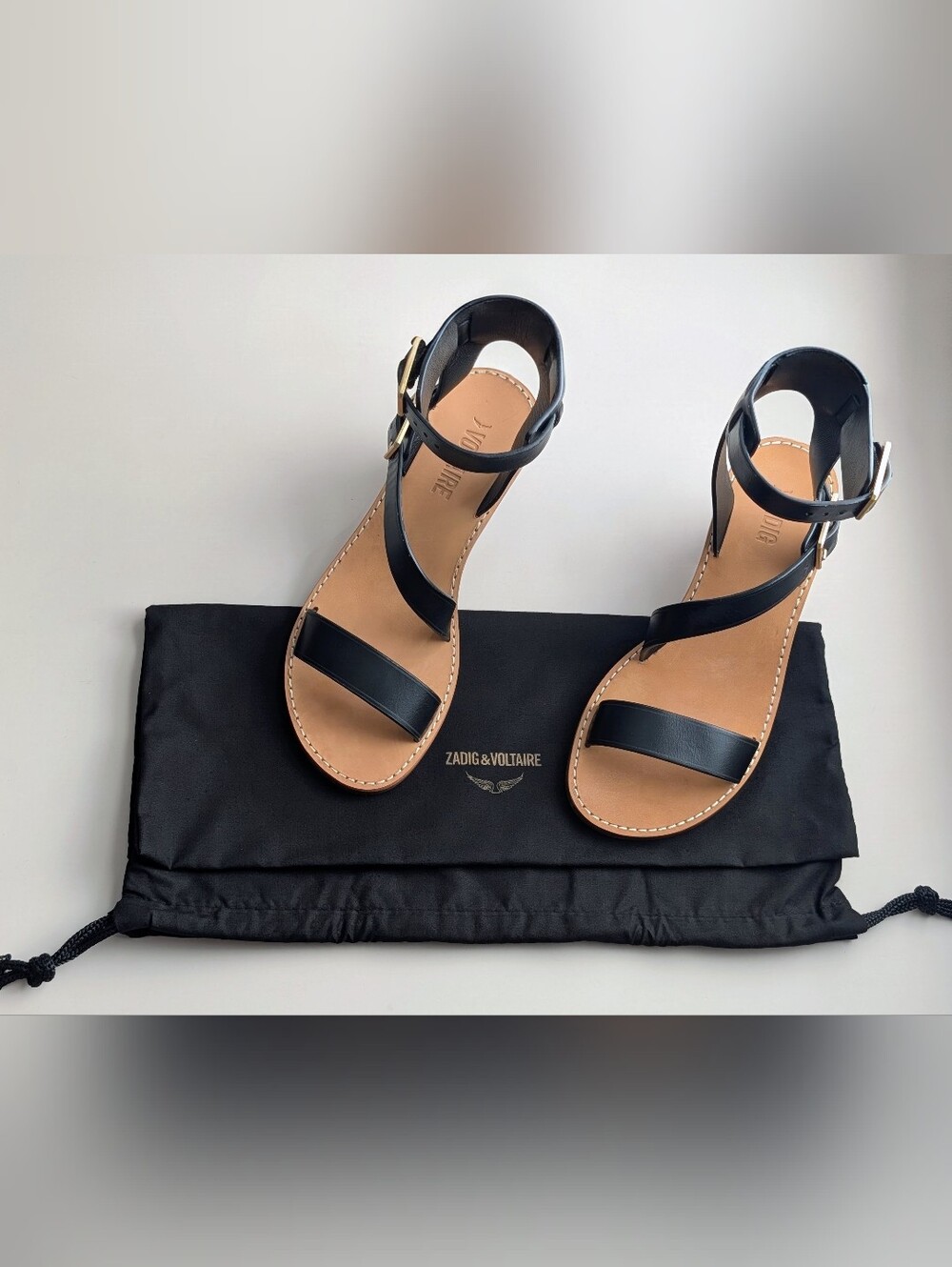 Zadig & Voltaire Cecilia Caprese Black Leather Sandals 8US /38EU NIB